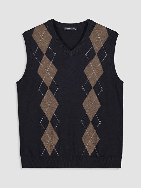 LCWAIKIKI Classic V Yaka Baklava Desenli Erkek Triko Süveter - S6R322Z8-RFH