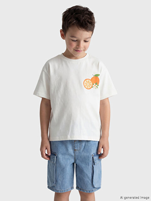 LCW Kids Bisiklet Yaka Baskılı Erkek Çocuk Tişört