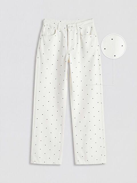 LCW Jeans Puantiyeli Straight Fit Kadın Jean Pantolon