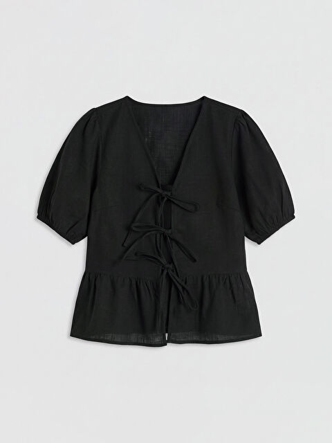 LCW Vision V Yaka Balon Kollu Bluz