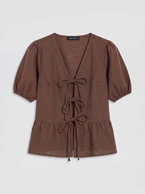 LCW Vision V Yaka Balon Kollu Bluz