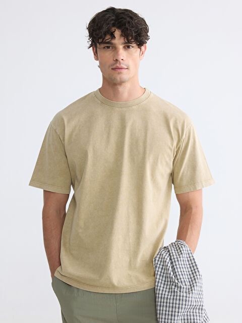 XSIDE Regular Fit Bisiklet Yaka Yıkamalı Erkek Tişört