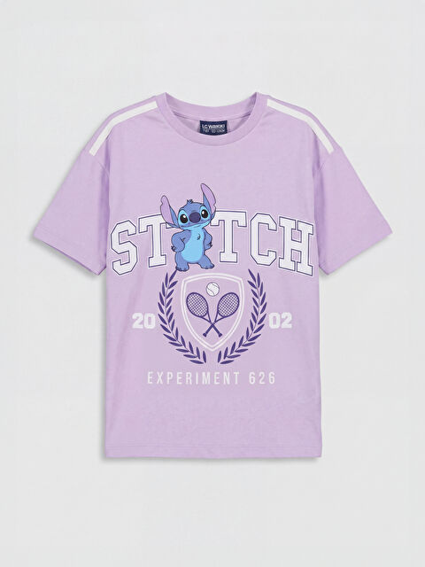 LCW Kids Stitch Baskılı Kız Çocuk Tişört