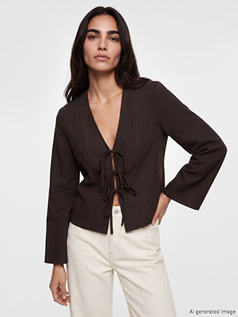 LCW Vision V Yaka Bağlama Detaylı Bluz