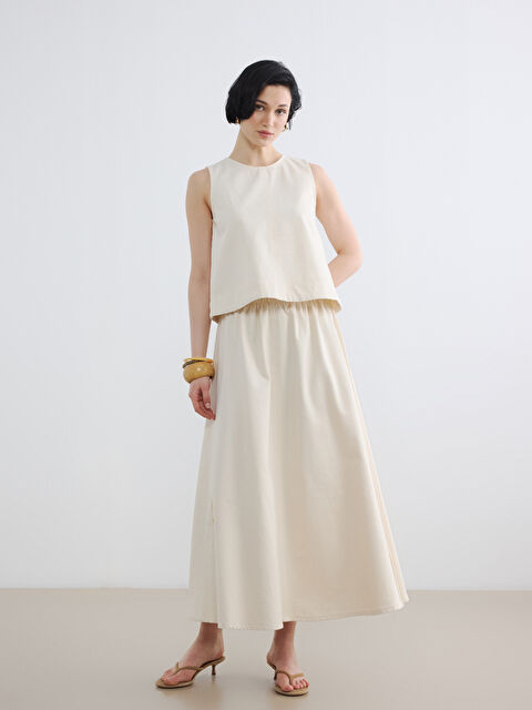 LCW Vision Beli Lastikli Kloş Jean Etek