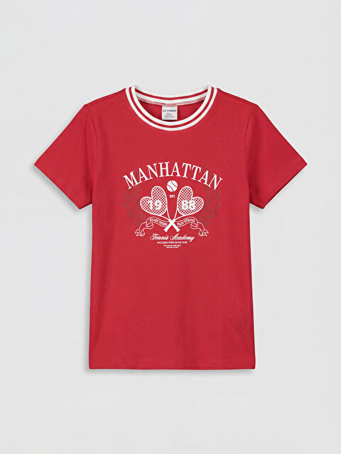 LCW Kids Manhattan Baskılı Kız Çocuk Tişört