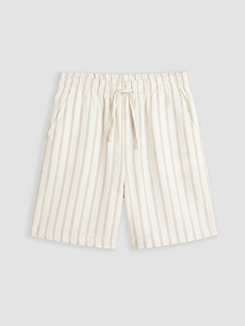 LCW Kids Kız Çocuk Beli Lastikli Çizgili Şort