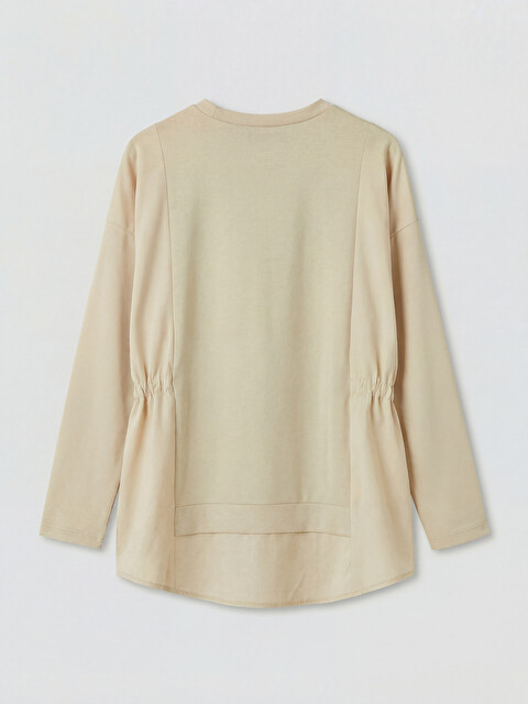 LCW Modest Bej Büzgülü Soft Touch Kadın Sweatshirt Tunik