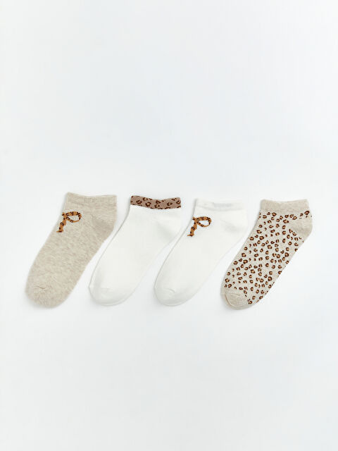 LCW Kids Desenli Kız Çocuk Patik Çorap 4'lü - S6R707Z4-FEW
