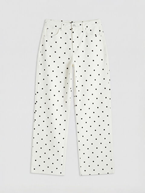 XSIDE Puantiyeli Straight Fit Kadın Jean Pantolon