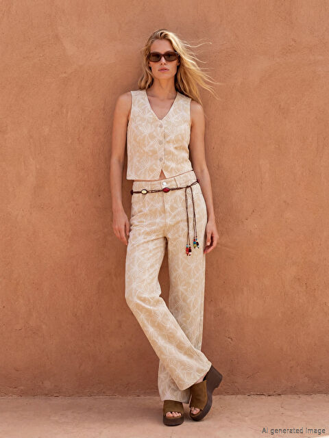 LCW Vision Straight Fit Nakışlı Kadın Jean Pantolon