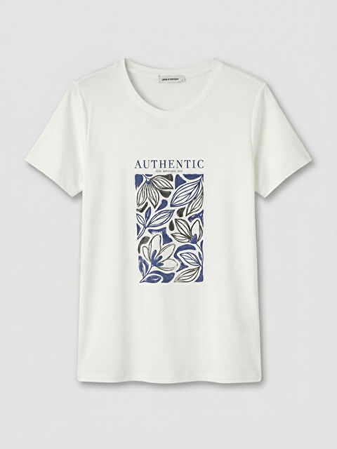 LCW EVERYDAY Bisiklet Yaka Baskılı Kadın Tişört