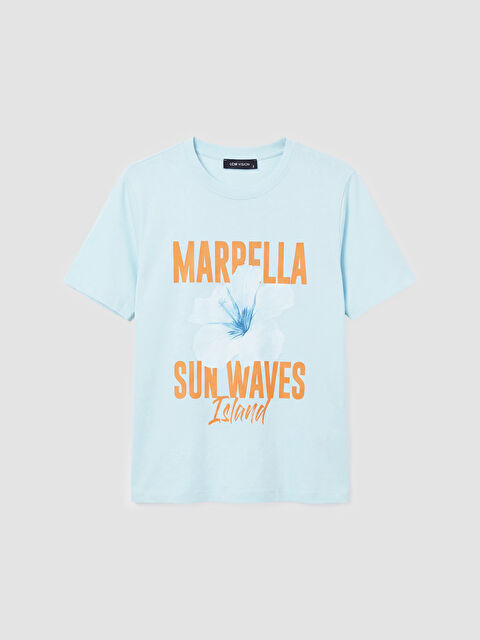 LCW Vision Bisiklet Yaka Baskılı Kadın Tişört