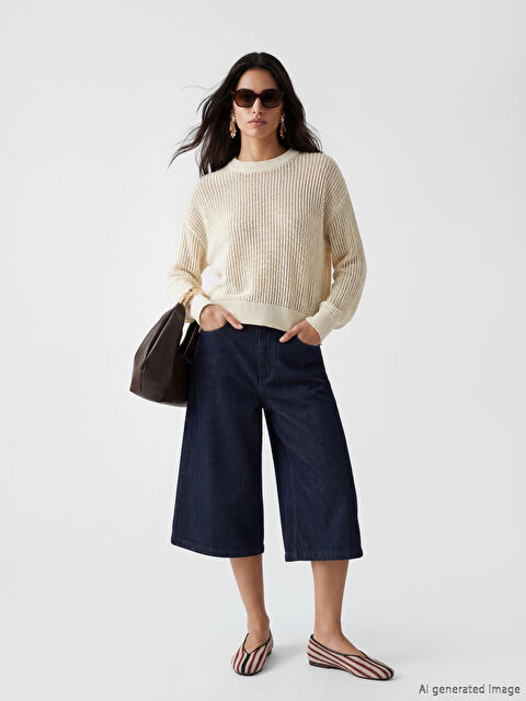 Natuvera Bermuda Fit Kadın Jean Şortolon