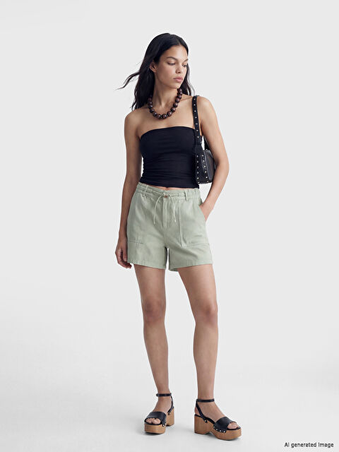 LCW Jeans Beli Lastikli Kadın Jean Şort