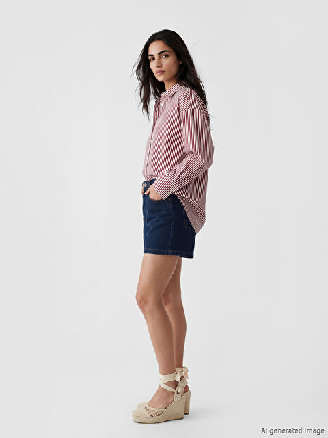 Natuvera Yüksek Bel Kadın Jean Şort