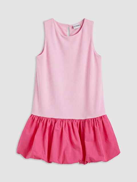 LCW Kids Bisiklet Yaka Kız Çocuk Balon Elbise - S6R919Z4-GA5