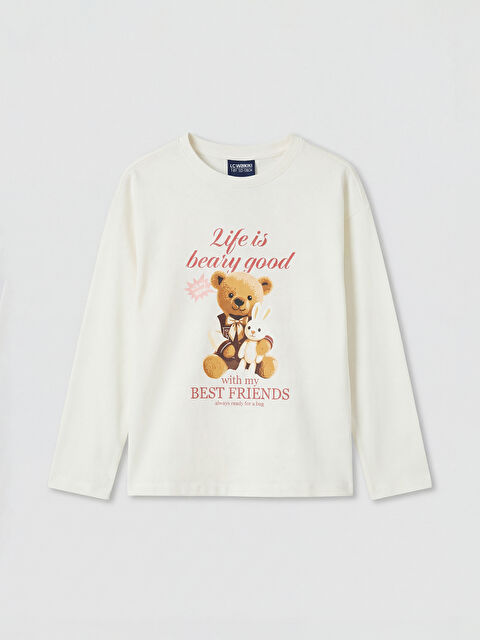LCW Kids Ayı Teddy Baskılı Kız Çocuk Pijama Üstü