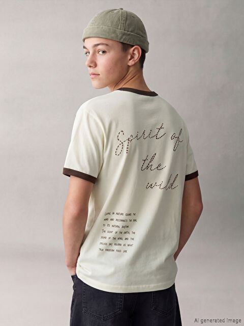 LCW Kids Bisiklet Yaka Yazı Baskılı Erkek Çocuk Tişört