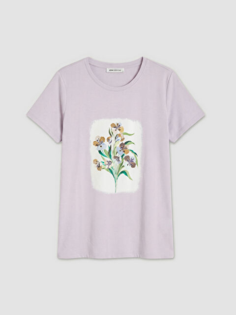 LCW EVERYDAY Bisiklet Yaka Çiçek Baskılı Kadın Tişört