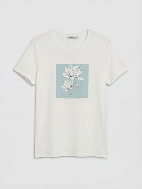 LCW EVERYDAY Bisiklet Yaka Baskılı Kadın Tişört