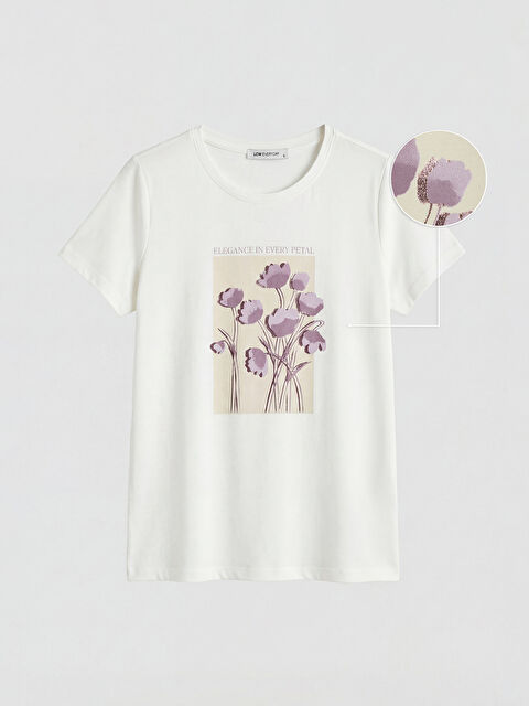 LCW EVERYDAY Bisiklet Yaka Baskılı Kadın Tişört