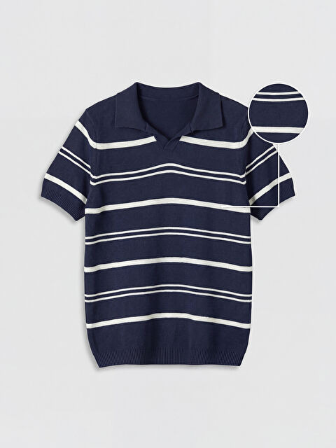 LCW Kids Polo Yaka Çizgili Erkek Çocuk Triko Kazak