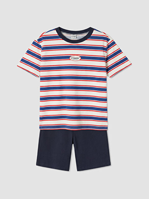 LCW Kids Çizgili Erkek Çocuk Şortlu Takım