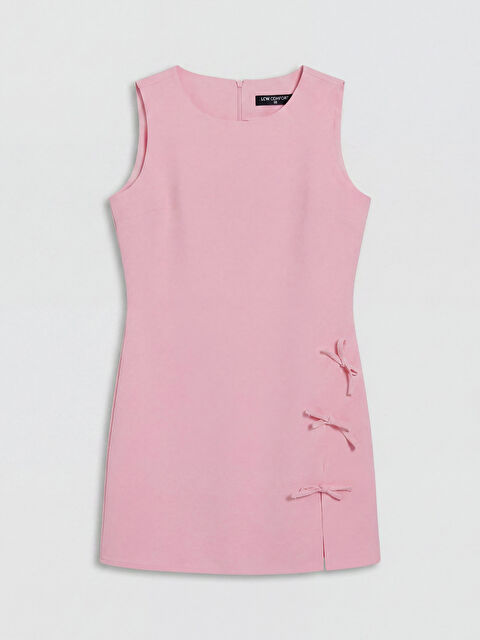 LCW Comfort Bisiklet Yaka Fiyonk Detaylı Mini Elbise