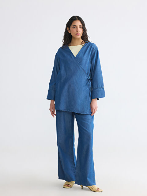 LCW Modest Beli Lastikli Wideleg Kadın Jean Pantolon