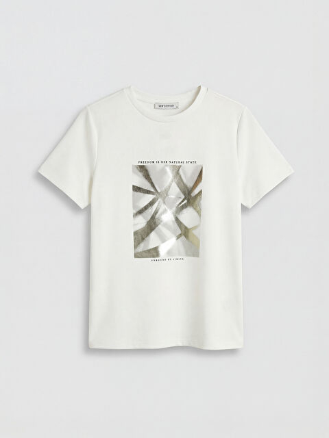 LCW EVERYDAY Bisiklet Yaka Baskılı Kadın Tişört - S6S113Z8-R9J