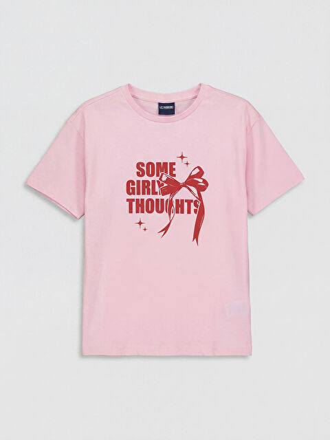 LCW Kids Bisiklet Yaka Baskılı Kız Çocuk Tişört - S6S125Z4-QXD