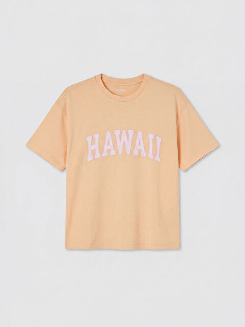 XSIDE Bisiklet Yaka Hawaii Baskılı Kadın Tişört