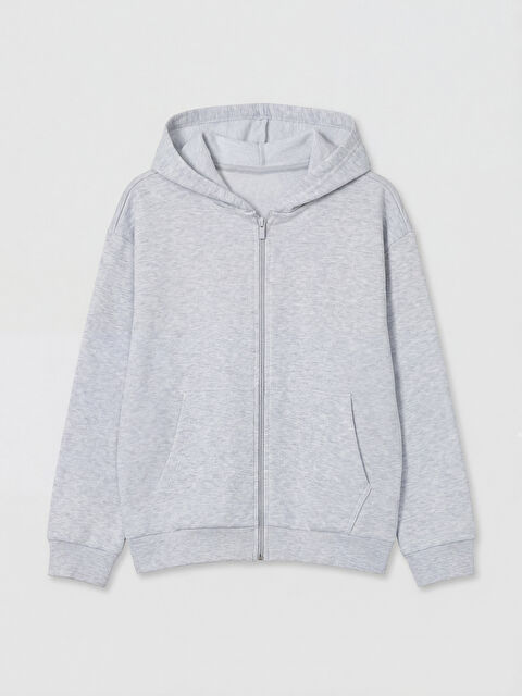 LCW Kids Kapüşonlu Kız Çocuk Fermuarlı Sweatshirt - S6S172Z4-D5C