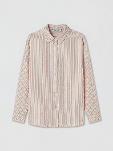 LCW Vision Çizgili Oversize Kadın Gömlek