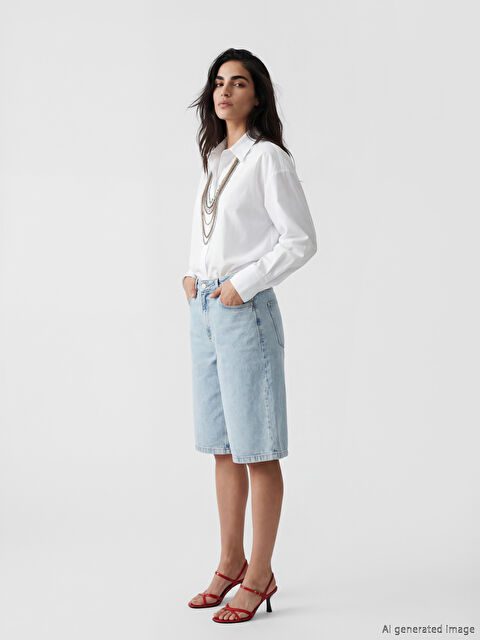 Natuvera Bermuda Fit Kadın Jean Şortolon