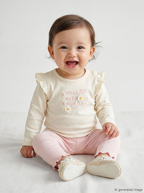 LCW baby Çiçekli Kız Bebek Çıtçıtlı Body ve Tayt