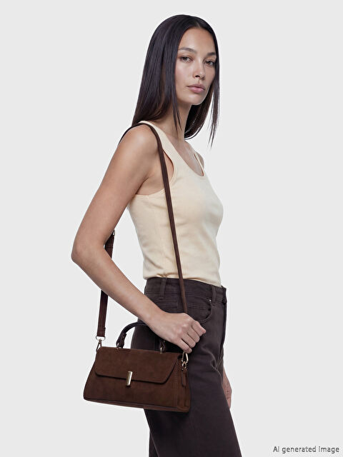 LCW ACCESSORIES Süet Görünümlü Kadın Omuz Çantası