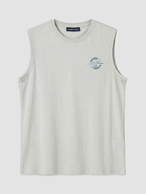 LCWAIKIKI Classic Bisiklet Yaka Baskılı Erkek Kolsuz Tişört