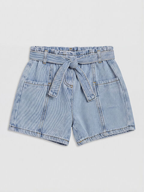 LCW Kids Beli Kemerli Kız Çocuk Jean Şort
