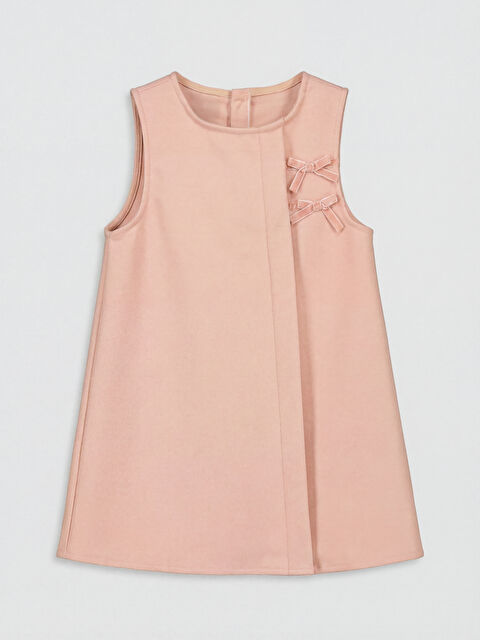 LCW Kids Bisiklet Yaka Fiyonk Detaylı Kız Çocuk Elbise