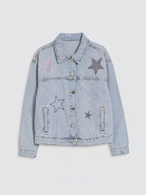 LCW Kids Taşlı Kız Çocuk Jean Ceket