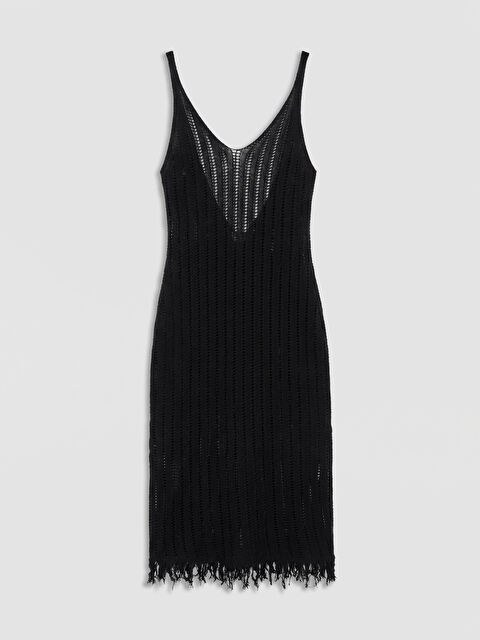 LCW DREAM V Yaka Ajurlu Saçaklı Plaj Elbisesi