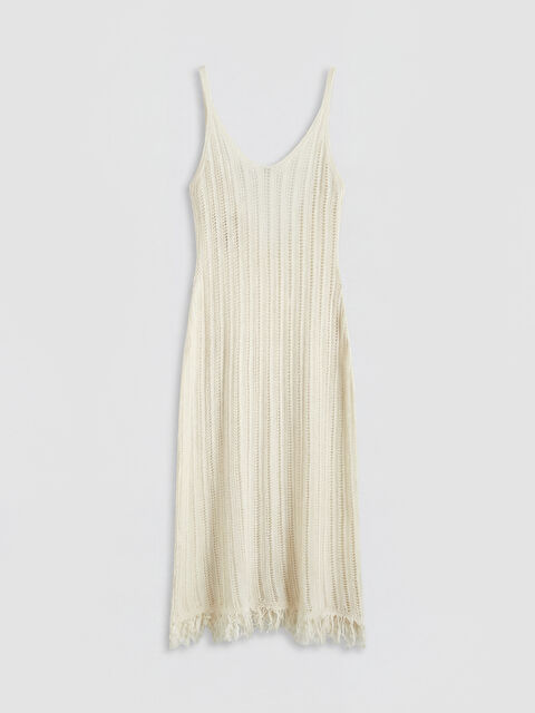 LCW DREAM V Yaka Ajurlu Saçaklı Plaj Elbisesi