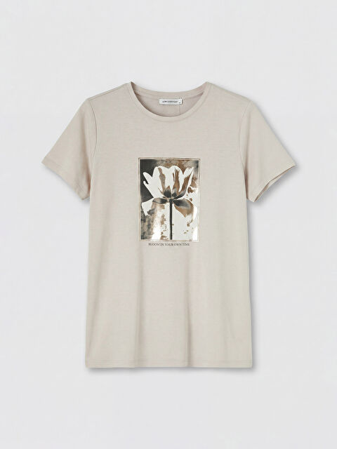 LCW EVERYDAY Bisiklet Yaka Baskılı Kadın Tişört