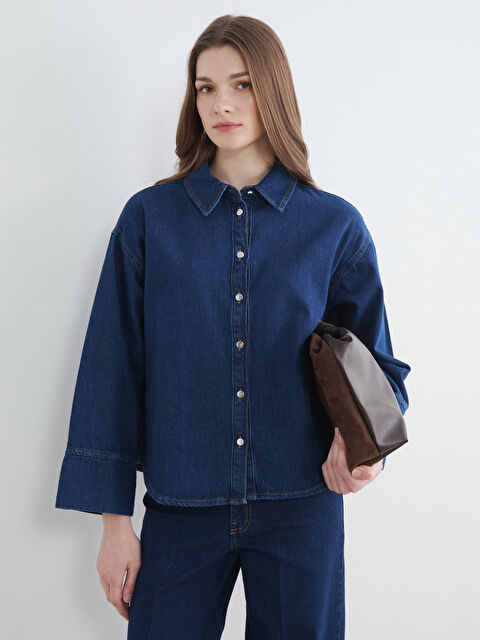 LCW Modest Gömlek Yaka Kadın Jean Tunik - S6S566Z8-507