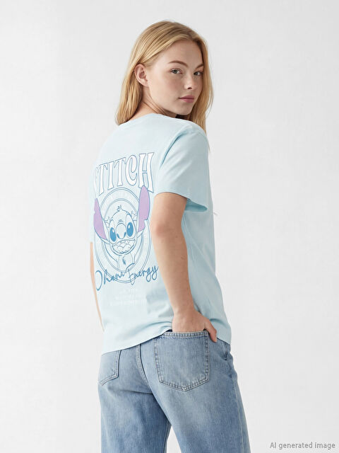 XSIDE Bisiklet Yaka Stitch Baskılı Kadın Tişört