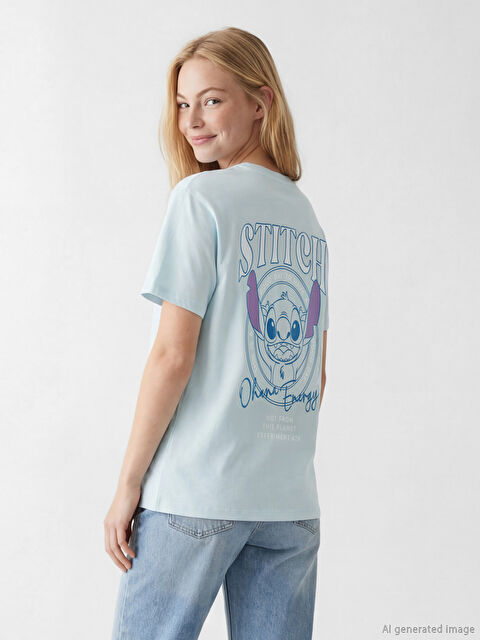 XSIDE Bisiklet Yaka Stitch Baskılı Kadın Tişört