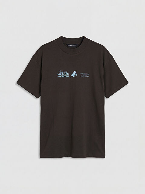 LCW Modest Bisiklet Yaka Baskılı Kadın Tişört