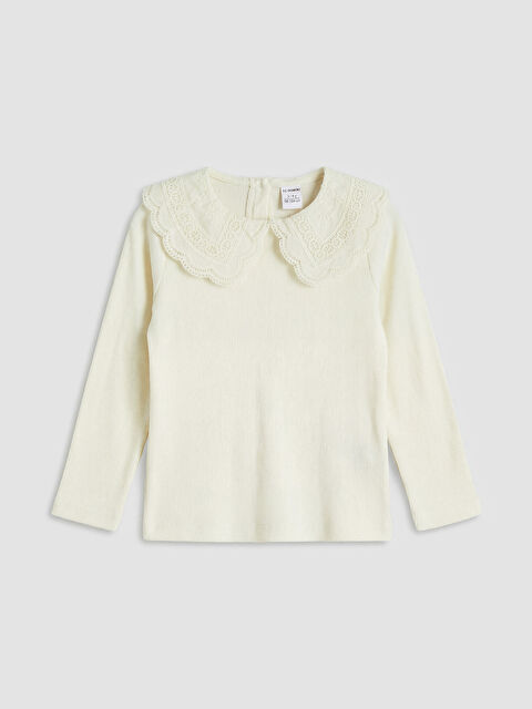 LCW Kids Bebe Yaka Uzun Kollu Kız Çocuk Tişört